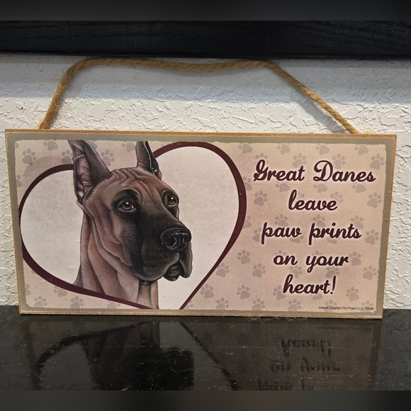 3/$20 Great Dane "Dogs Leave Paw Prints On Your Heart" Wall Sign Decor - Picture 1 of 1
